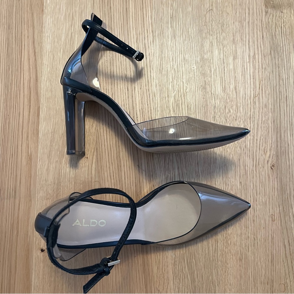 NWOT Aldo Smokey Grey Clear Heels